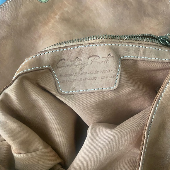 Costanza Rota Studded Leather Shoulder crossbody bag with wristlet Tan - Picture 6 of 6